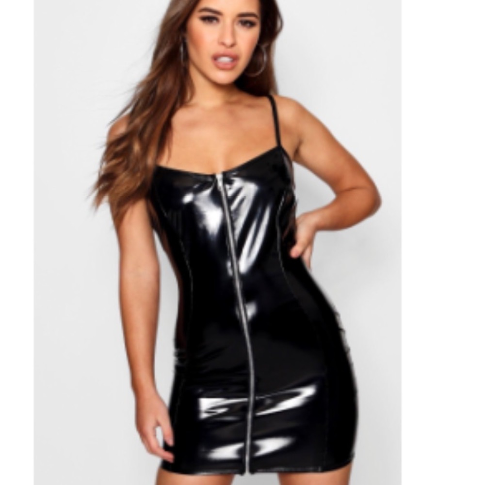 Black latex look dress